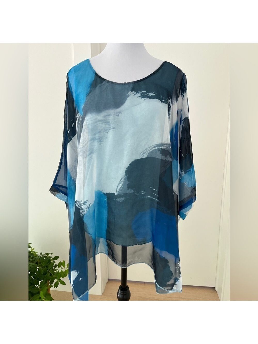 MINKAS Sheer Layered Lightweight Flowy Lined Top Butterfly Sleeves Summer Travel